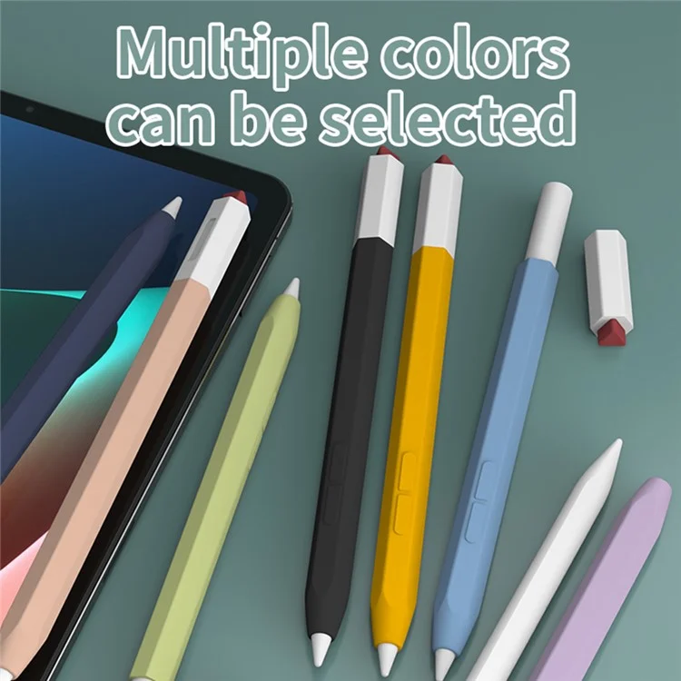 LOVE MEI Classic Style Retro Pencil Case Soft Silicone Sleeve for Xiaomi Inspiration Stylus (2nd) Non-Slip Pen Grip Holder with 2Pcs Caps - Black