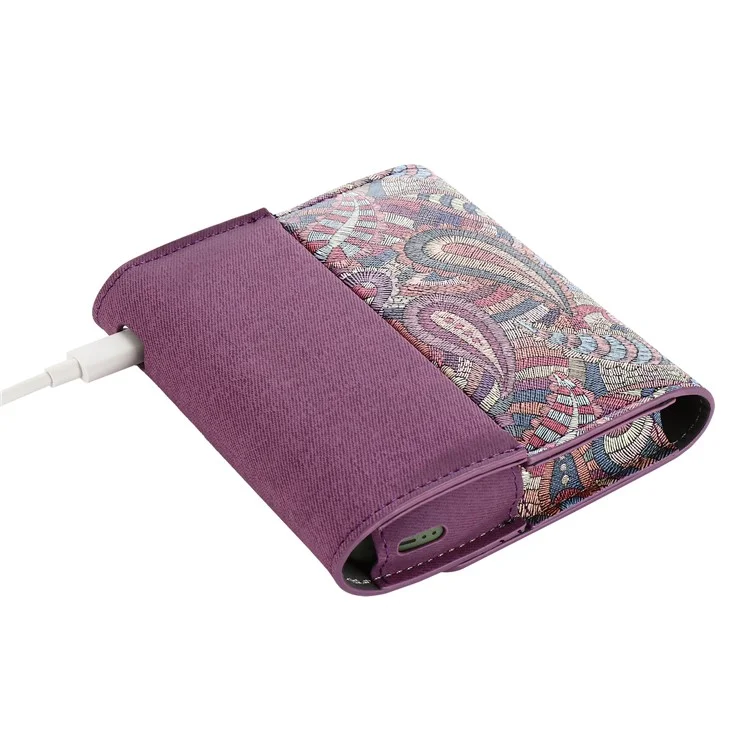 Pour le boîtier de protection en cuir pour cigarette électronique IQOS ILUMA - Motif de conception à épissage, résistant aux chocs, sac de rangement - Violet