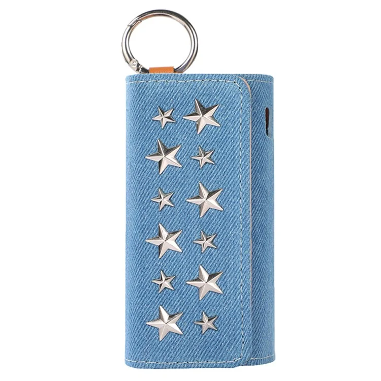 For IQOS ILUMA E-cigarette Protective Case Star Decor Portable Storage Bag - Denim / Silver Star