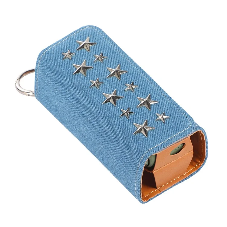 For IQOS ILUMA E-cigarette Protective Case Star Decor Portable Storage Bag - Denim / Silver Star