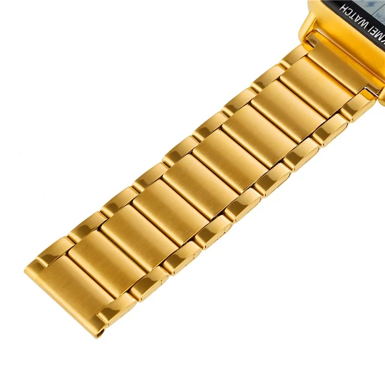 SKMEI 1888 Business Men Square Electronic Watch Steel Strap Sport Digital Watch - Gold