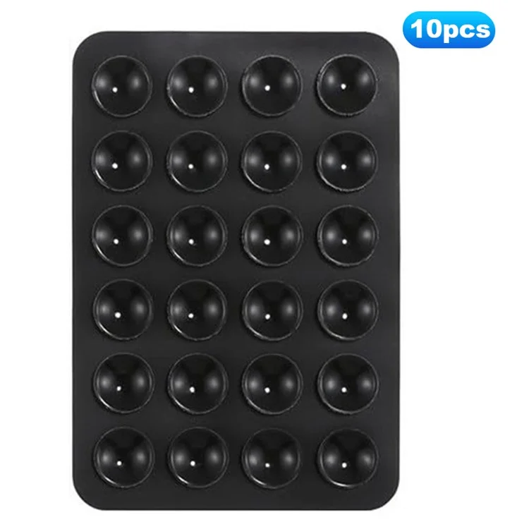 10 pièces de support de téléphone adhésif en silicone pour téléphones Antidérapant Ventouses Miroir Douche Support de téléphone - Noir