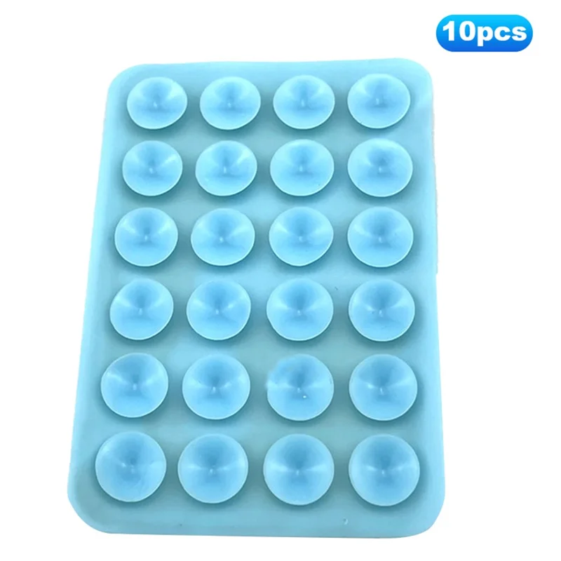 10Pcs Suction Phone Holder for Mirror Silicone Suction Cup Adhesive Mount - Baby Blue