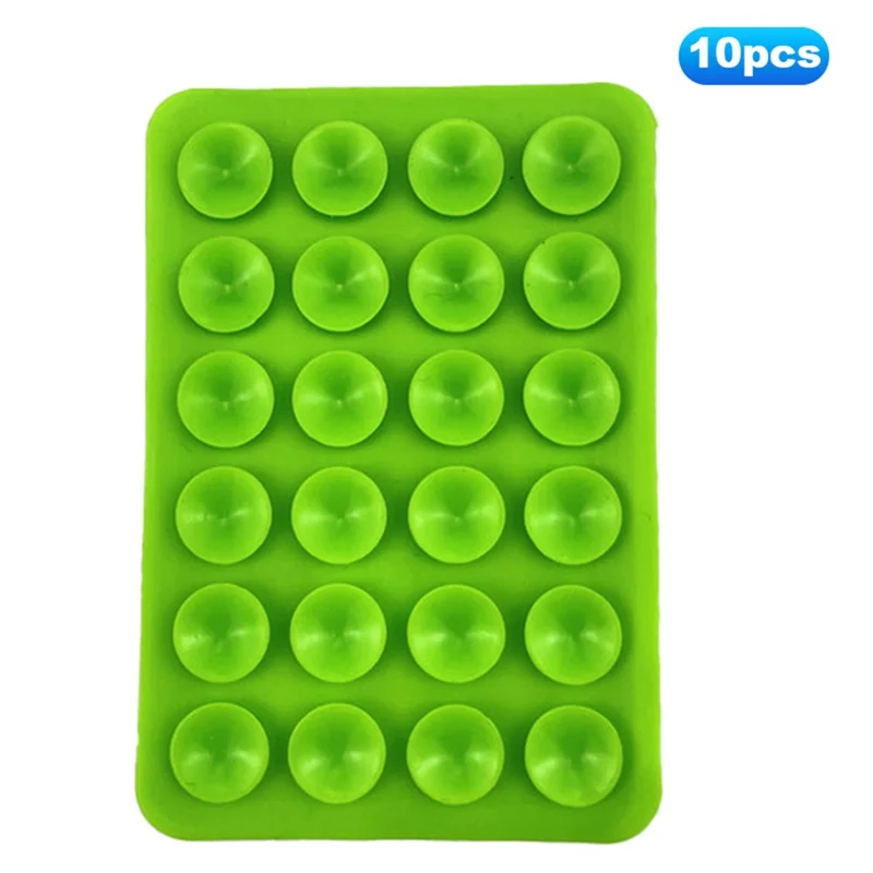 10Pcs Suction Phone Holder for Mirror Silicone Suction Cup Adhesive Mount - Green