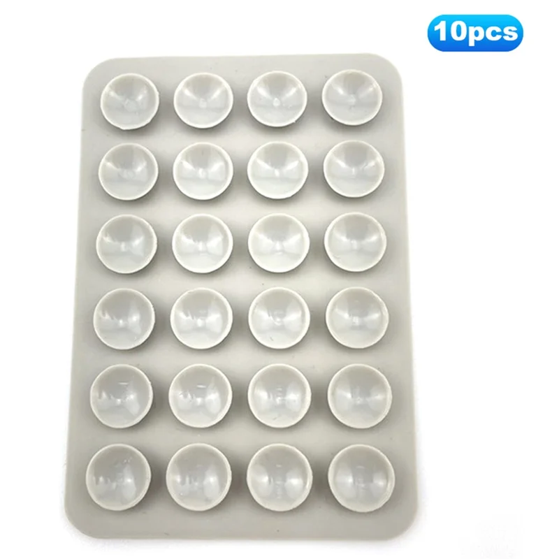 10Pcs Suction Phone Holder for Mirror Silicone Suction Cup Adhesive Mount - Grey