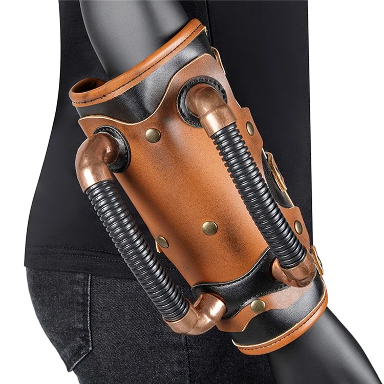 FAS002BN Ретро рыцарский браслет для рук на Хэллоуин из искусственной кожи Steampunk Cosplay Props