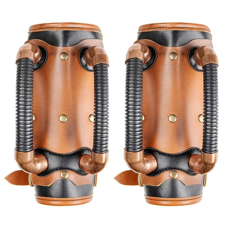 FAS002BN Halloween Retro Knight Arm Ring Wristband PU Leather Wrist Bracer Steampunk Cosplay Props