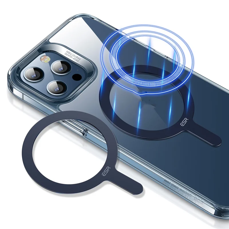 ESR 2Pcs Phone Magnetic Ring Ultra Thin Wireless Charging Ring Compatible with MagSafe Charger - Blue