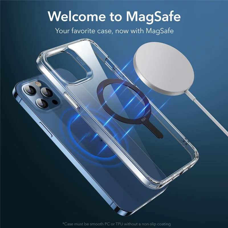 ESR 2Pcs Phone Magnetic Ring Ultra Thin Wireless Charging Ring Compatible with MagSafe Charger - Blue