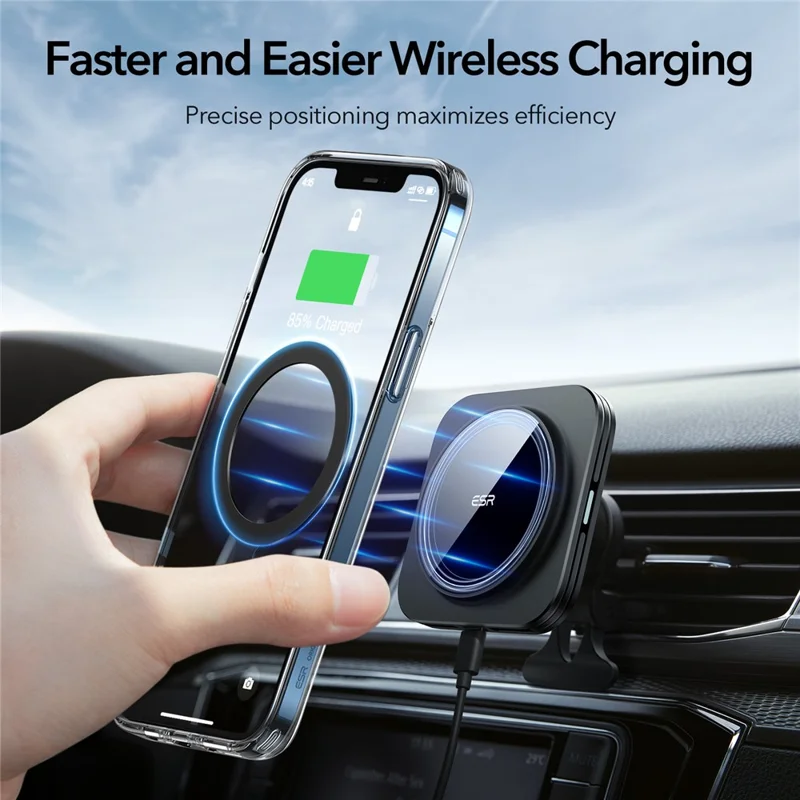 ESR 2Pcs Phone Magnetic Ring Ultra Thin Wireless Charging Ring Compatible with MagSafe Charger - Blue