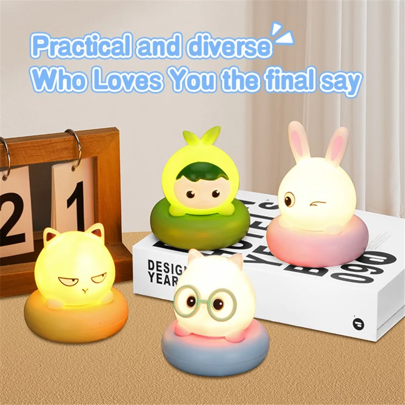 Cute Shape Silicone Touch Night Lamp Bedside Lamp Bedroom Decoration LED Light Home Decor - Green