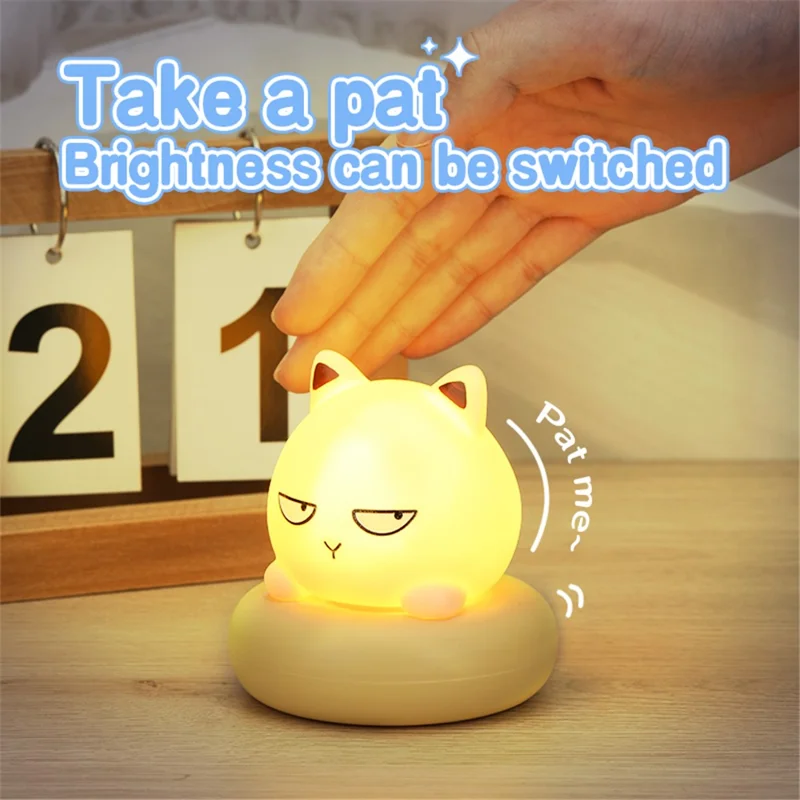 Cute Shape Silicone Touch Night Lamp Bedside Lamp Bedroom Decoration LED Light Home Decor - Blue