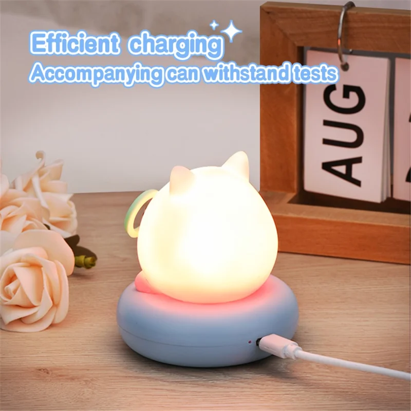 Cute Shape Silicone Touch Night Lamp Bedside Lamp Bedroom Decoration LED Light Home Decor - Blue