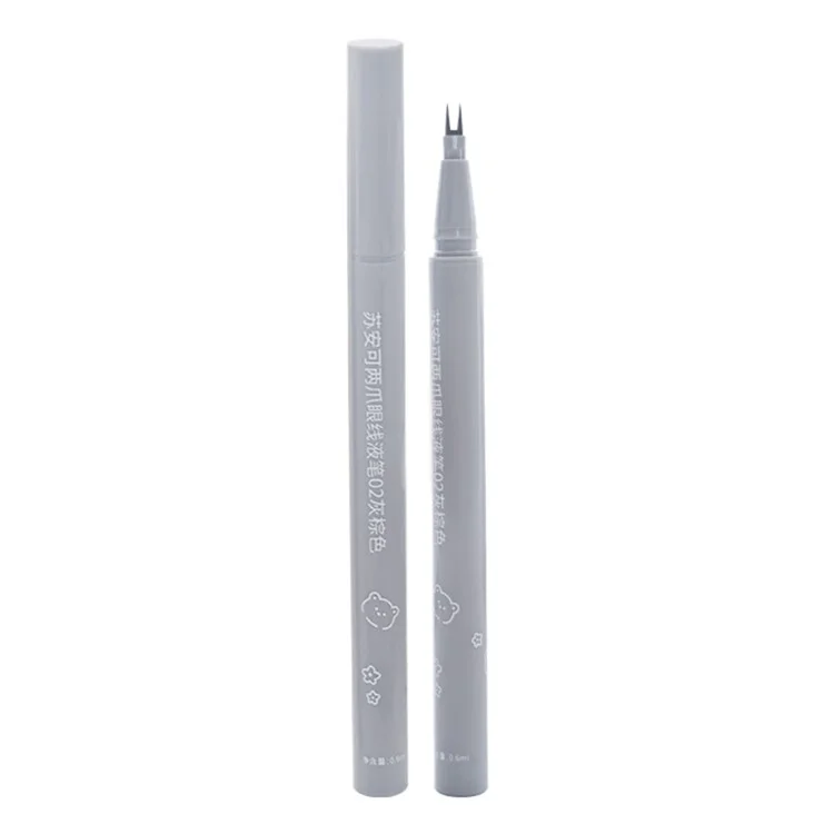 Eyeliner liquide imperméable SUAKE à 2 pointes, sans taches, outil de maquillage - Gris Marron