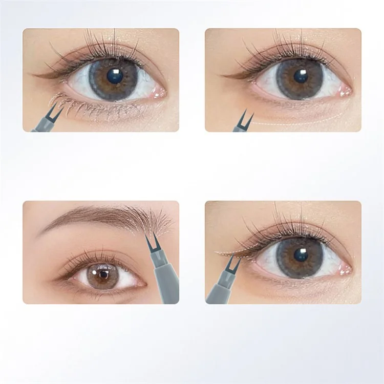 Eyeliner liquide imperméable SUAKE à 2 pointes, sans taches, outil de maquillage - Gris Marron