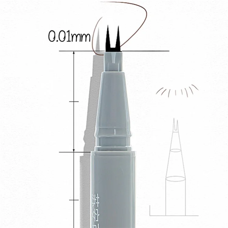 Eyeliner liquide imperméable SUAKE à 2 pointes, sans taches, outil de maquillage - Gris Marron