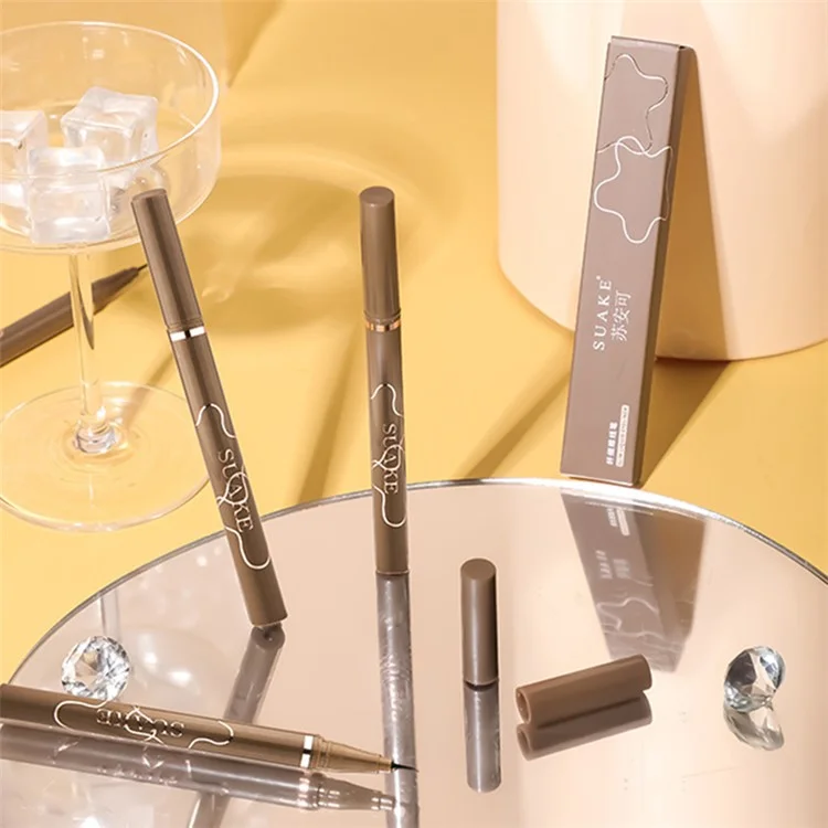 SUAKE Bolígrafo delineador de ojos impermeable de 1 ml - Resistente a manchas, de larga duración, punta fina, delineador de ojos de secado rápido - Marrón