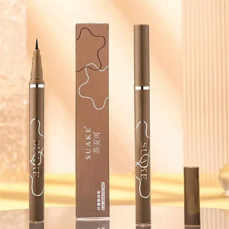 SUAKE Bolígrafo delineador de ojos impermeable de 1 ml - Resistente a manchas, de larga duración, punta fina, delineador de ojos de secado rápido - Marrón