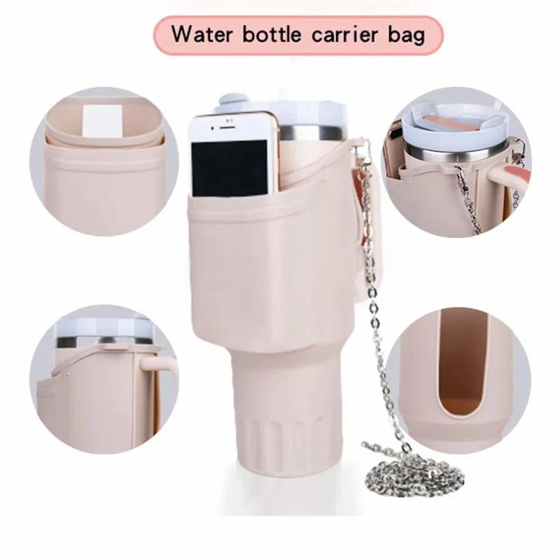 45676 for Stanley Cup 40 OZ Water Bottle Cover Silicone Water Bottle Phone Holder - Orange