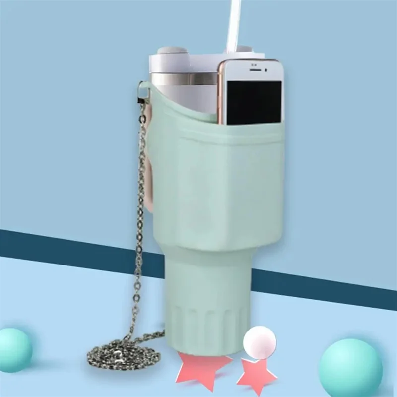 45676 for Stanley Cup 40 OZ Water Bottle Cover Silicone Water Bottle Phone Holder - Orange