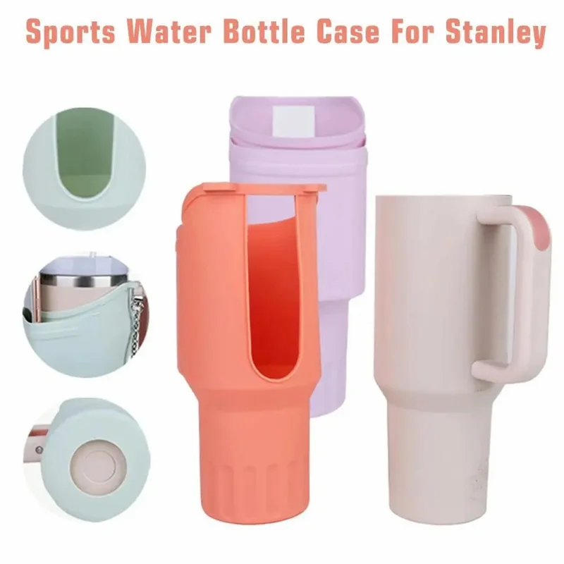 45676 for Stanley Cup 40 OZ Water Bottle Cover Silicone Water Bottle Phone Holder - Orange