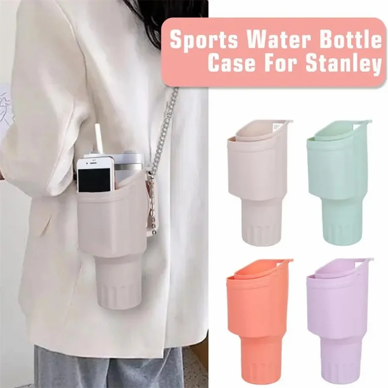45676 for Stanley Cup 40 OZ Water Bottle Cover Silicone Water Bottle Phone Holder - Orange