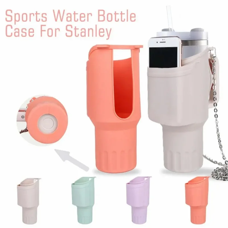 45676 for Stanley Cup 40 OZ Water Bottle Cover Silicone Water Bottle Phone Holder - Orange