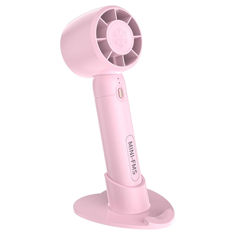 A68 Hair Dryer Style Handheld Fan 3 Wind Speed Mini Cooling Fan Phone Holder Stand - Pink