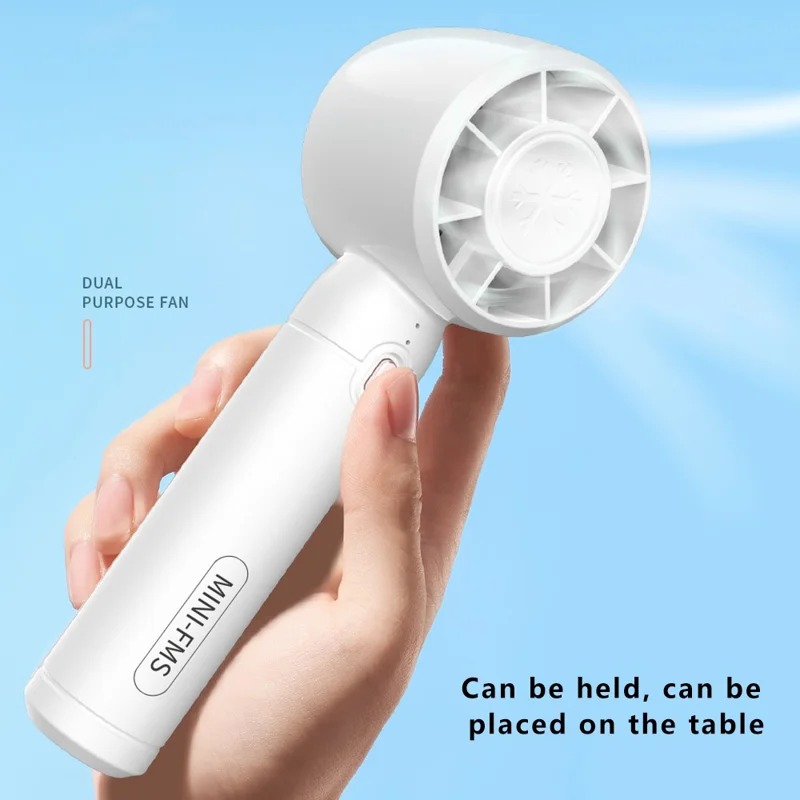 A68 Hair Dryer Style Handheld Fan 3 Wind Speed Mini Cooling Fan Phone Holder Stand - Pink