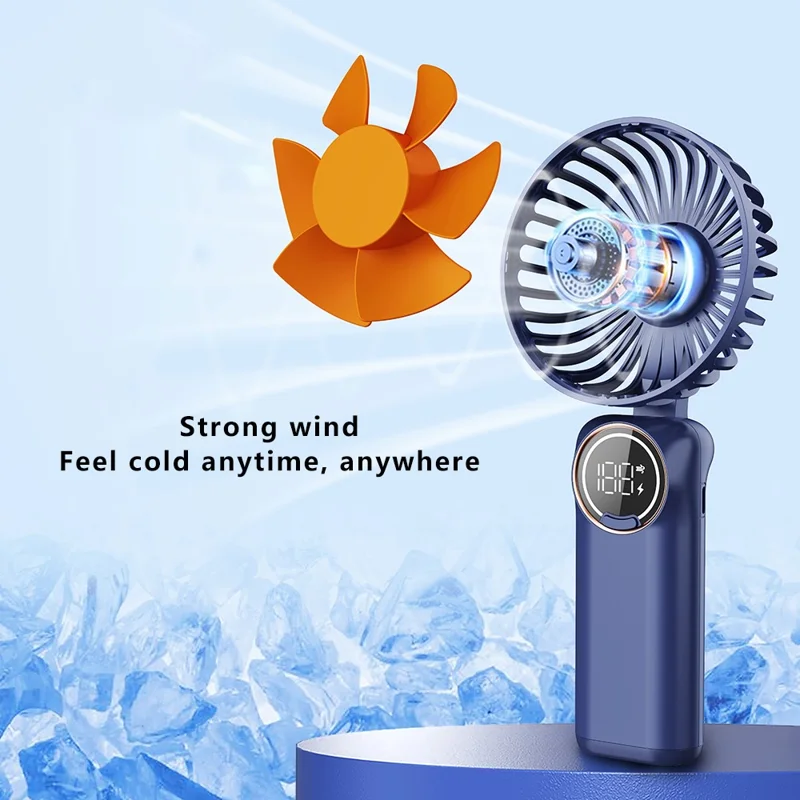 Z3 Portable Handheld Cooling Fan with Digital Display 2400mAh 24 Hours Rechargeable Summer Fan - White