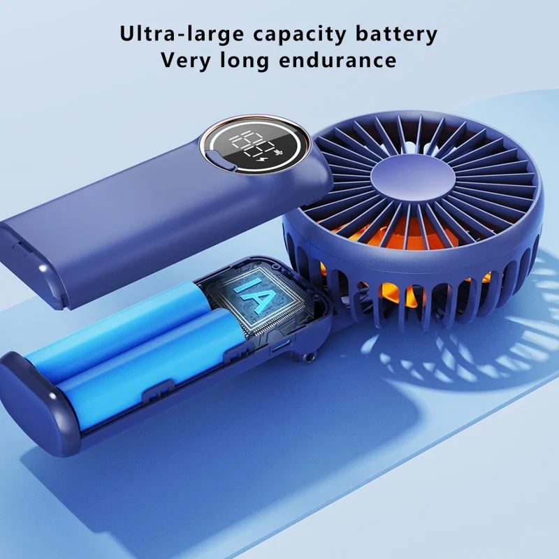 Z3 Portable Handheld Cooling Fan with Digital Display 2400mAh 24 Hours Rechargeable Summer Fan - White