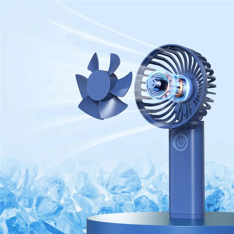 Z5 3 Speeds Digital Display Cooling Fan 180 Degree Rotatable Silent Handheld Fan - Blue