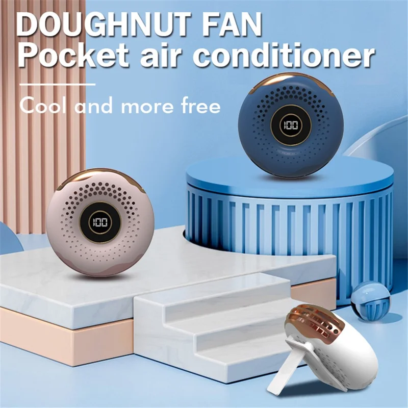 T11 Donut Shape Multifunction Mini Cooling Fan Portable Summer Fan Cooler with Neck Rope - White