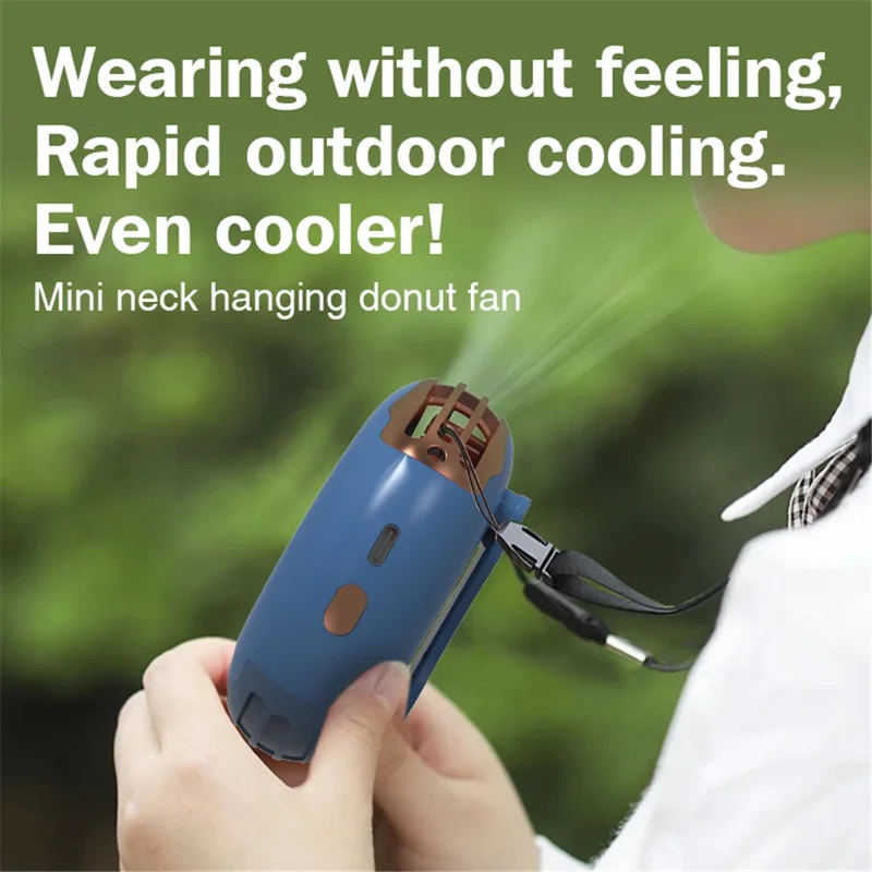 T11 Donut Shape Multifunction Mini Cooling Fan Portable Summer Fan Cooler with Neck Rope - White