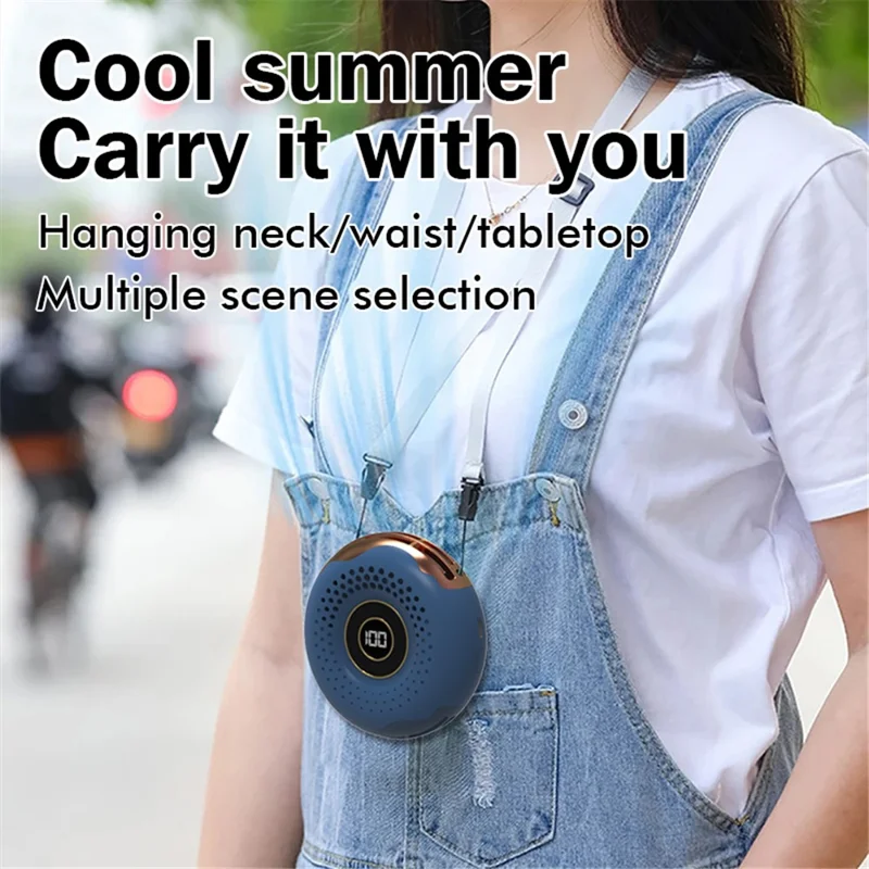 T11 Donut Shape Multifunction Mini Cooling Fan Portable Summer Fan Cooler with Neck Rope - White