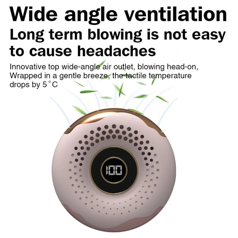 T11 Donut Shape Multifunction Mini Cooling Fan Portable Summer Fan Cooler with Neck Rope - White