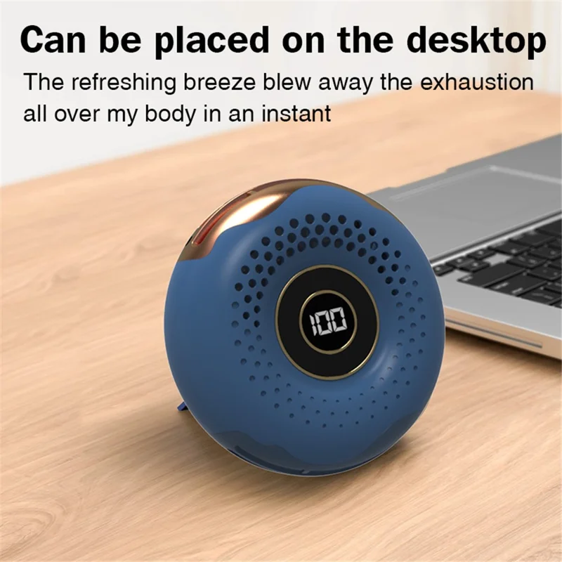 T11 Donut Shape Multifunction Mini Cooling Fan Portable Summer Fan Cooler with Neck Rope - White