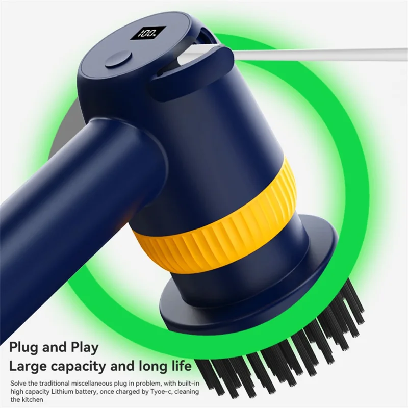 TJ03 Electric Oil Stain Scrubber Handheld Cordless Kitchen Home Cleaning Brush - White