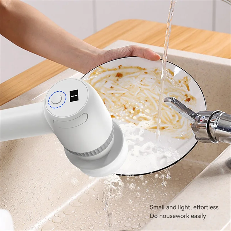 TJ03 Electric Oil Stain Scrubber Handheld Cordless Kitchen Home Cleaning Brush - White