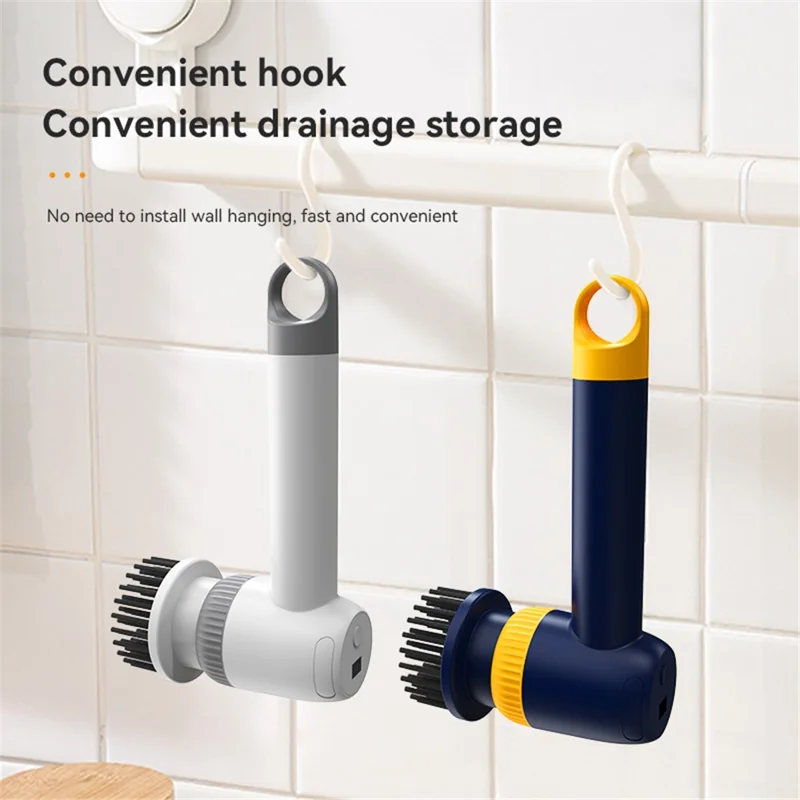 TJ03 Electric Oil Stain Scrubber Handheld Cordless Kitchen Home Cleaning Brush - White