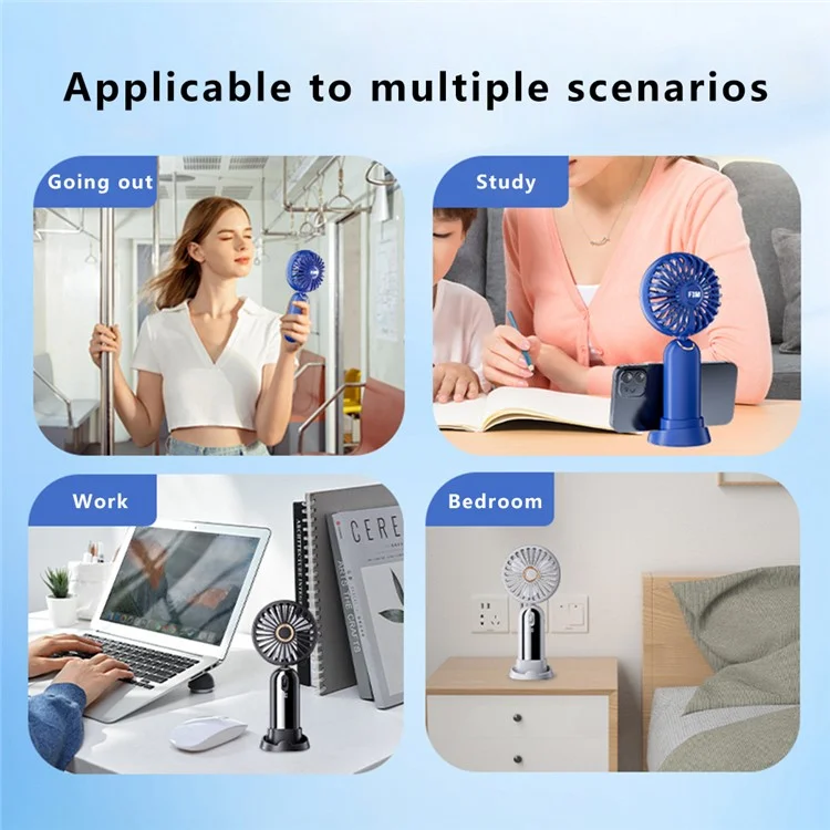 F188 Portable USB Rechargeable Cooling Fan 100 Wind Speeds Handheld Summer Fan - Blue