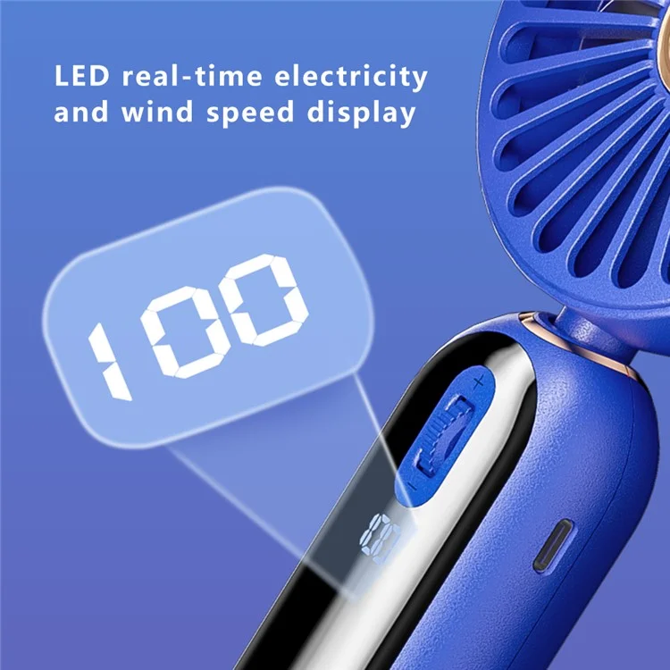 F188 Portable USB Rechargeable Cooling Fan 100 Wind Speeds Handheld Summer Fan - Blue