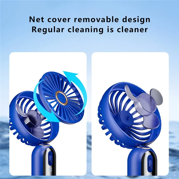Ventilador portátil USB recargable F188 con 100 velocidades de viento, ventilador de verano de mano - Azul