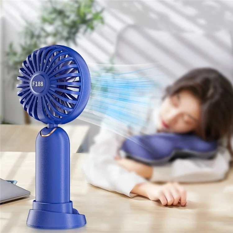 F188 Portable USB Rechargeable Cooling Fan 100 Wind Speeds Handheld Summer Fan - Blue