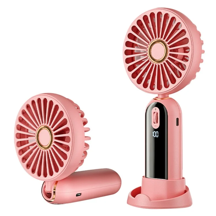 Ventilateur de refroidissement portable USB rechargeable F188 100 vitesses de vent - ventilateur d'été portable - rose