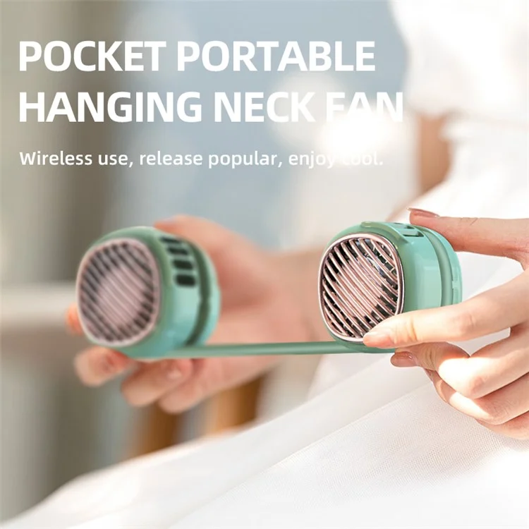 L21 Portable Rechargeable Hanging Neck Mini Cooling Fan 5 Wind Speeds Summer Fan Cooler - Pink