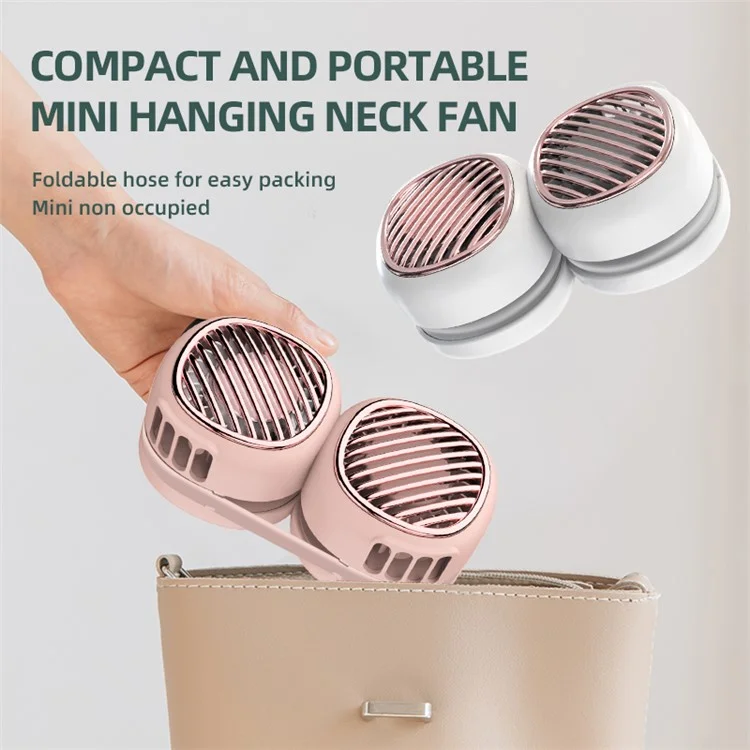 L21 Portable Rechargeable Hanging Neck Mini Cooling Fan 5 Wind Speeds Summer Fan Cooler - Pink