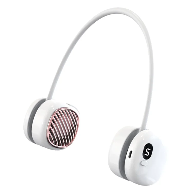 L21 Portable Rechargeable Hanging Neck Mini Cooling Fan 5 Wind Speeds Summer Fan Cooler - White