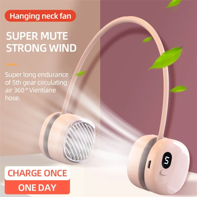 L21 Portable Rechargeable Hanging Neck Mini Cooling Fan 5 Wind Speeds Summer Fan Cooler - White