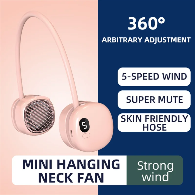 L21 Portable Rechargeable Hanging Neck Mini Cooling Fan 5 Wind Speeds Summer Fan Cooler - White